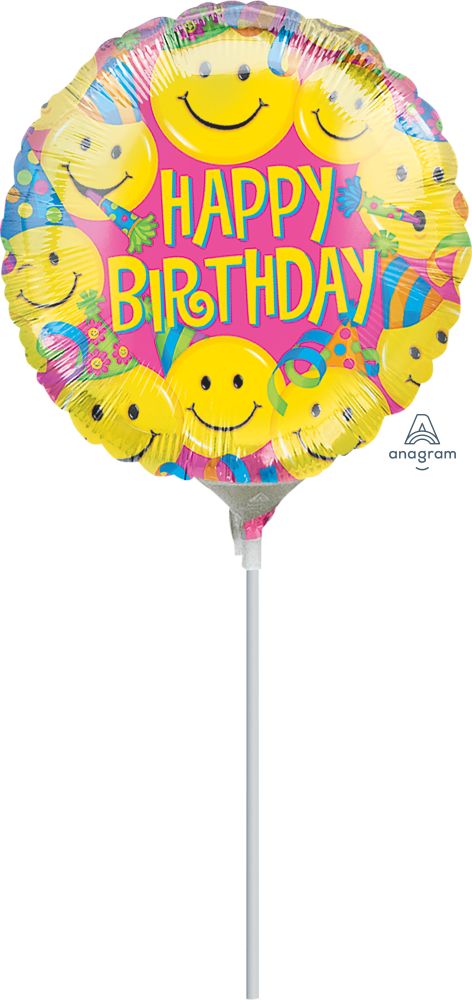 09" Smiles Balloon (Inflated with Cup and Stick)