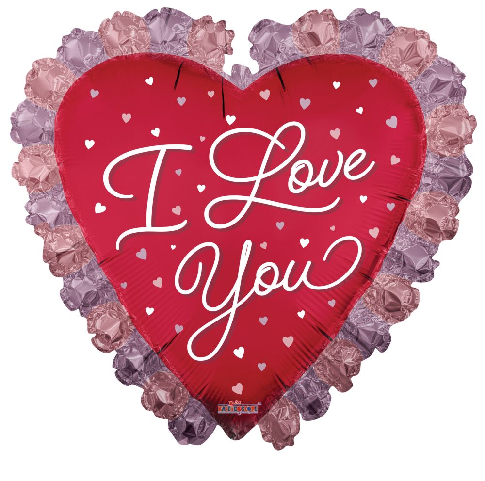 36" I Love You Heart With Ornaments Matte Balloon