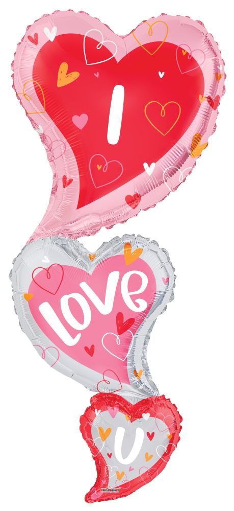 36" Love 3 Standing Hearts Shape Balloon