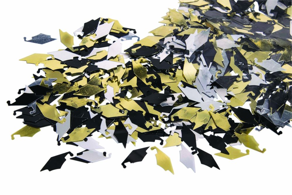 Confetti Grad Cap Gold, Silver and Black (0.5oz)