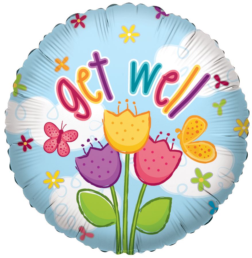 18" Get Well 3 Tulips Balloon