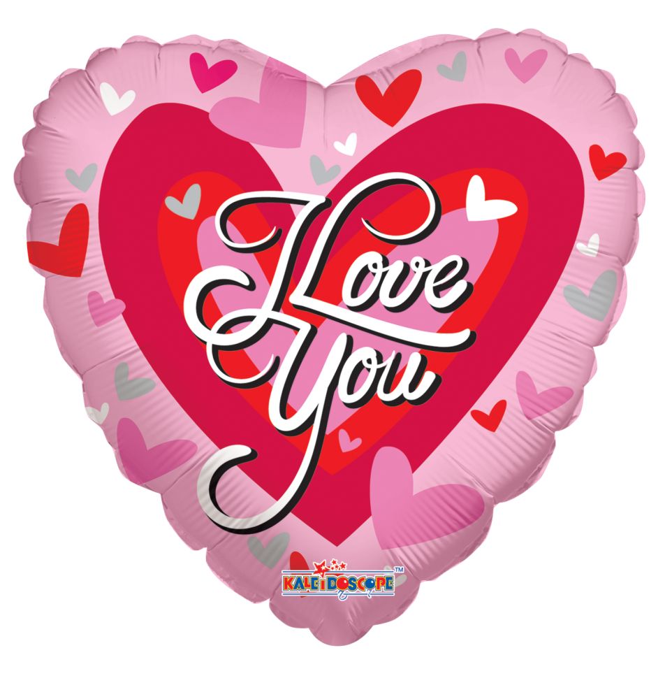 09" I Love You Big Heart Balloon (Inflated with Cup and Stick)