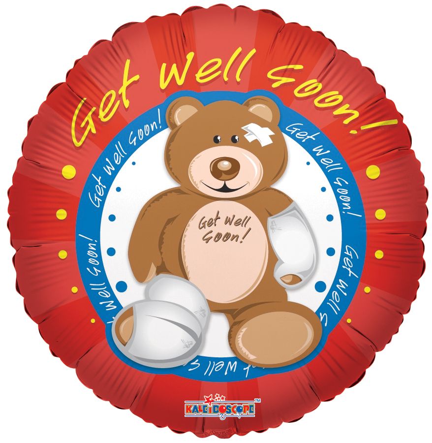 18" Get Well Soon Bear Balloon