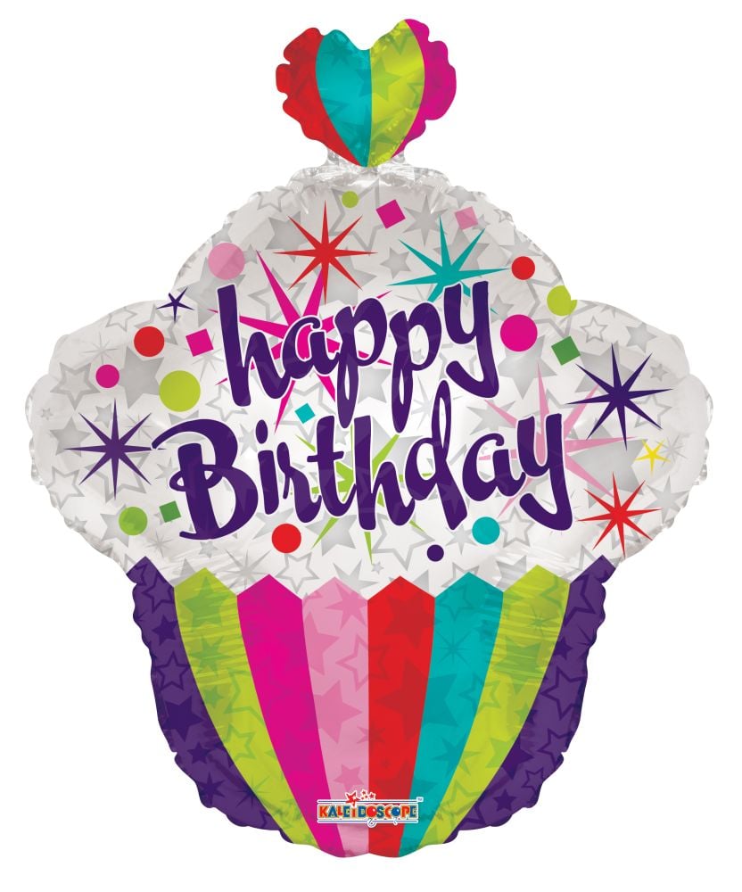 22" Shape Happy Birthday Cupcake Shape Balloon
