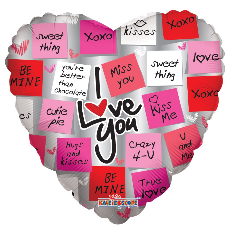 09" Love Notes Balloon (Inflated with Cup and Stick)
