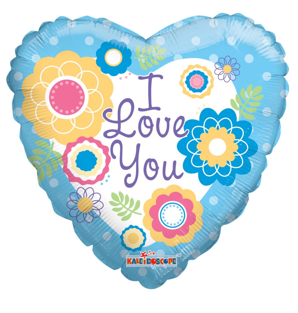 09" I Love You Flowers Balloon (Inflated with Cup and Stick)