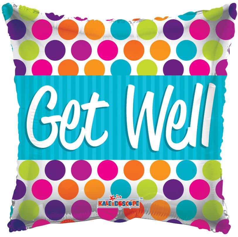 04" Get Well Dots Balloon (Inflated with Cup and Stick)