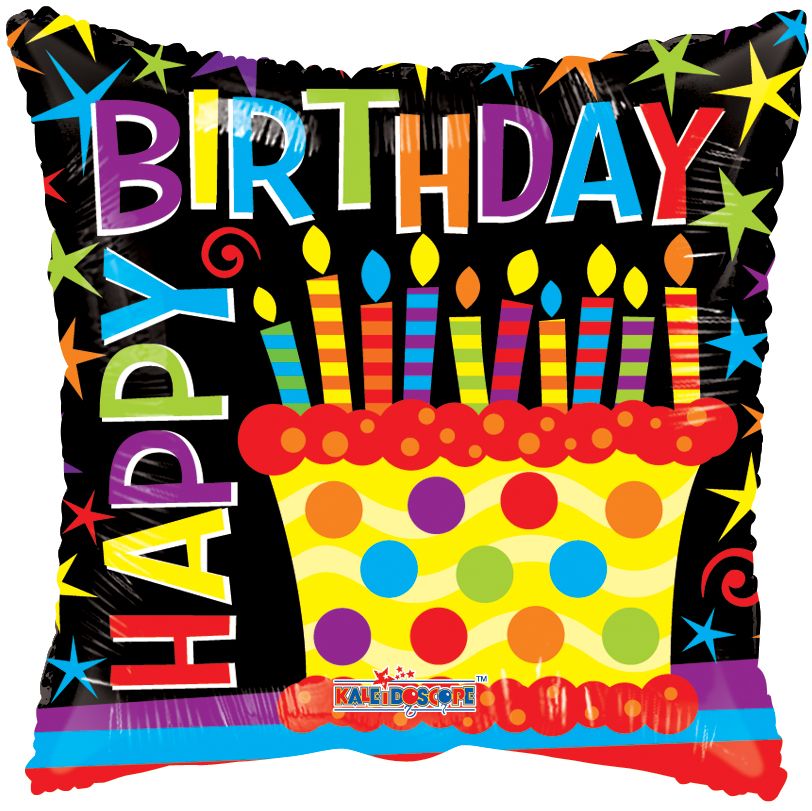 18" Birthday Cake Gellibean Square Balloon