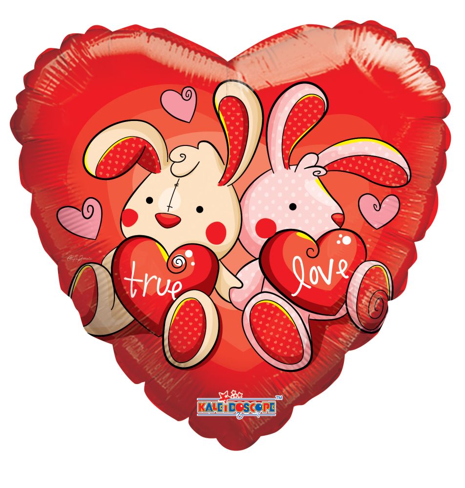 09" Love Bunnies Balloon (Inflated with Cup and Stick)