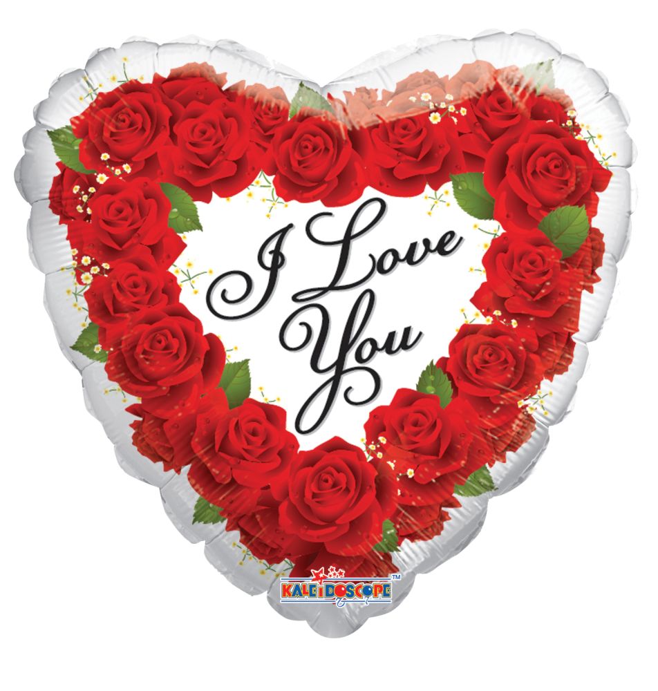 09" Red Roses Wreath Balloon (Inflated with Cup and Stick)