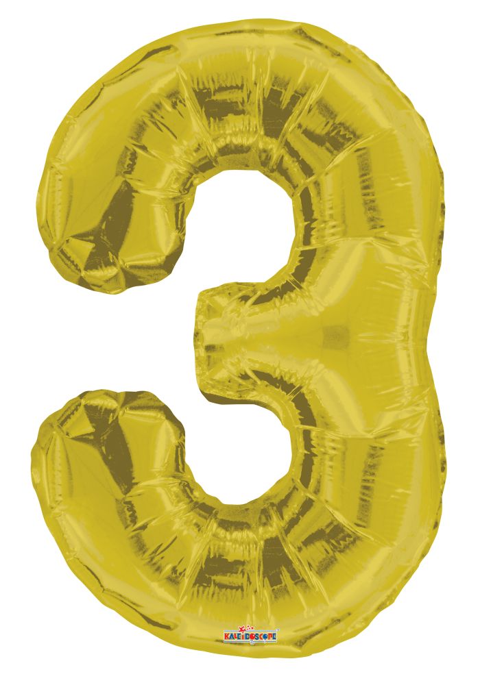 34" Gold Number 3 Balloon
