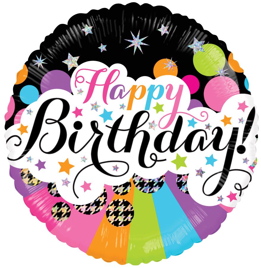 09" Birthday Little Stars Holo Balloon (Inflated with Cup and Stick)