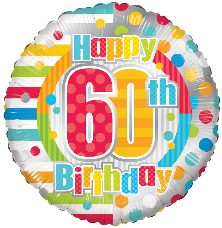 18" Happy 60th Birthday Dots & Lines Balloon