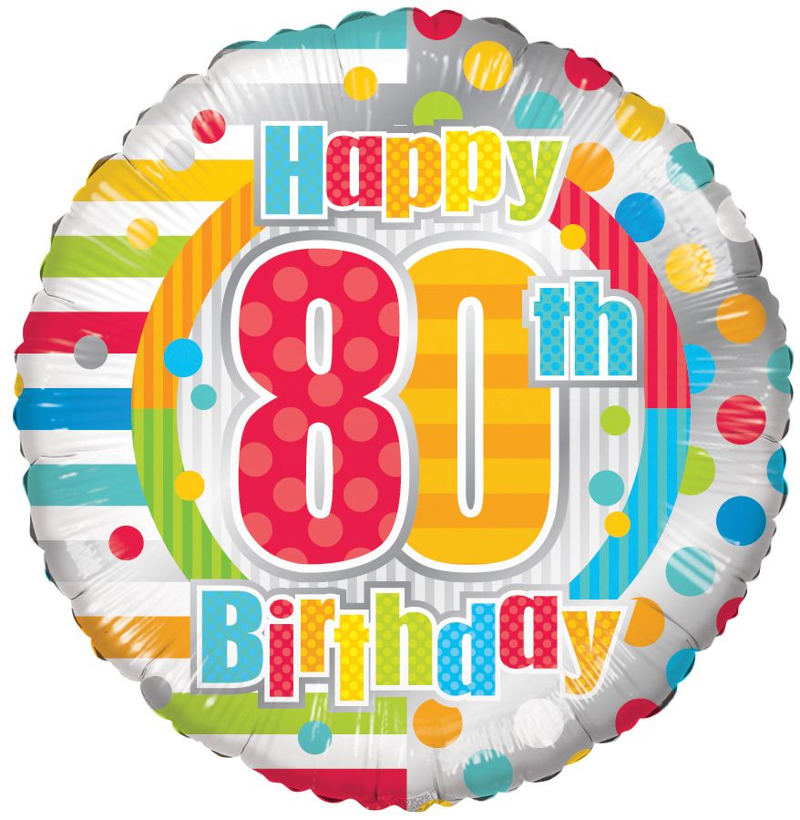 18" Happy 80th Birthday Dots & Lines Balloon