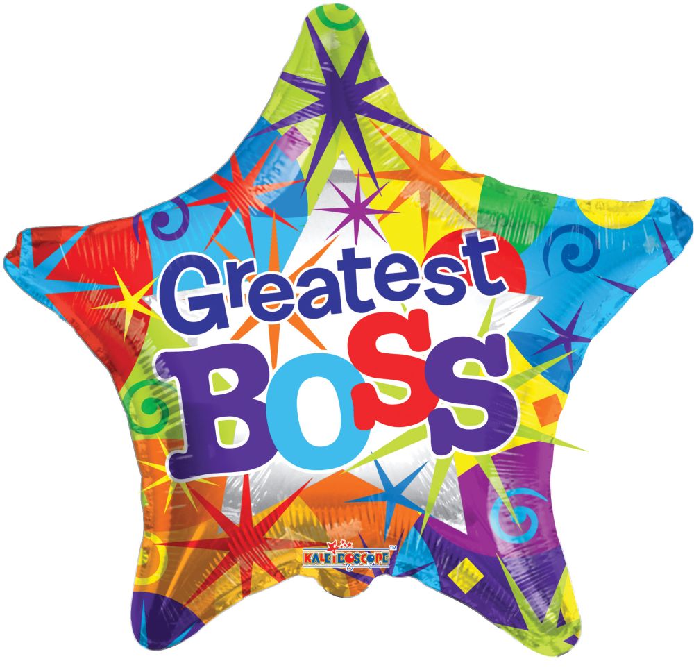 09" Greatest Boss Star Balloon (Inflated with Cup and Stick)
