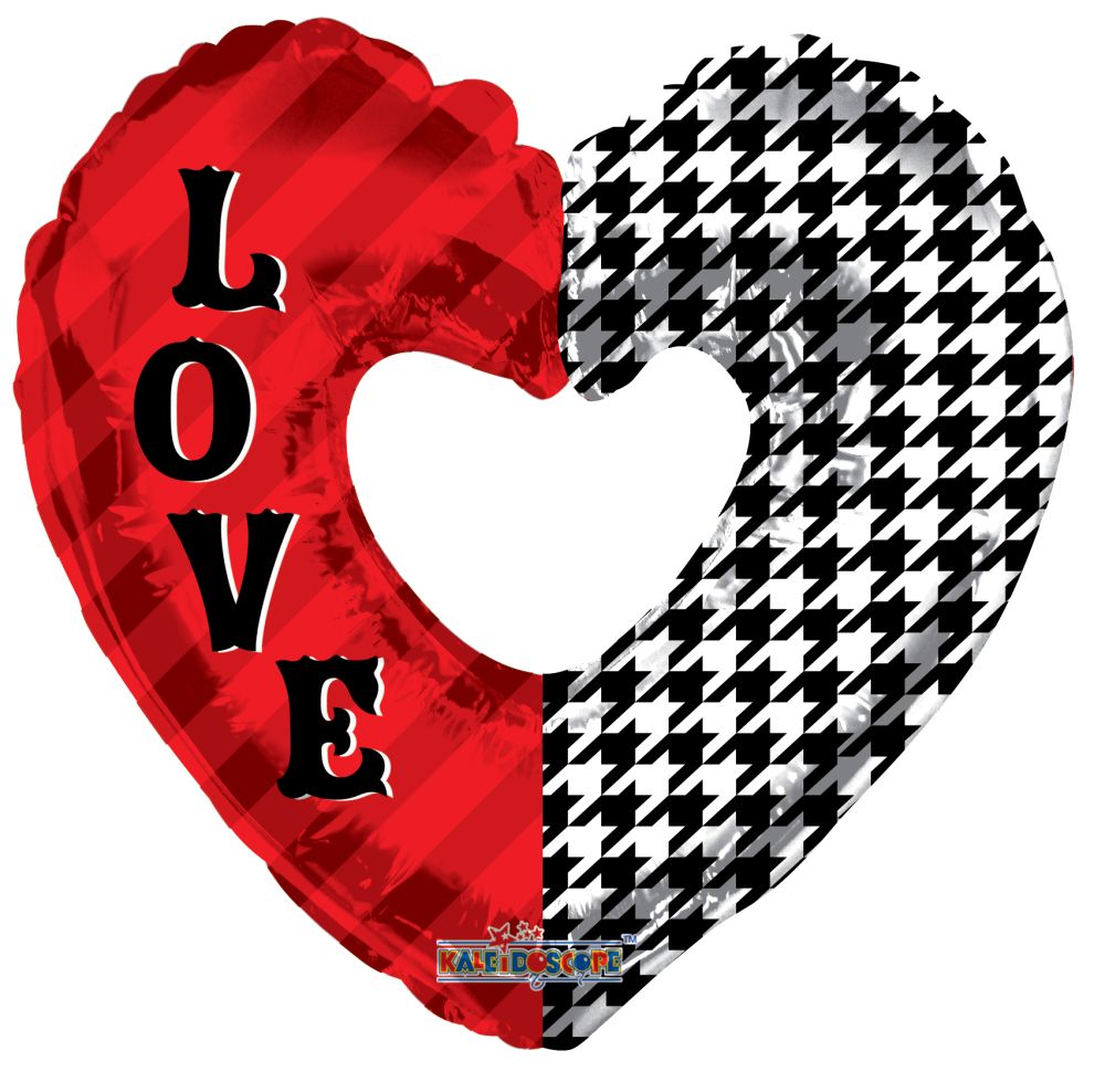 09" Love Pattern Shape Balloon (Inflated with Cup and Stick)