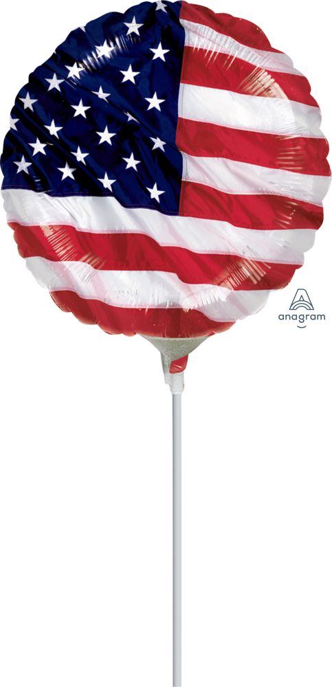 09" Flying Colors Balloon (Inflated with Cup and Stick)
