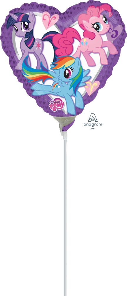 09" My Little Pony Heart Balloon (Inflated with Cup and Stick)