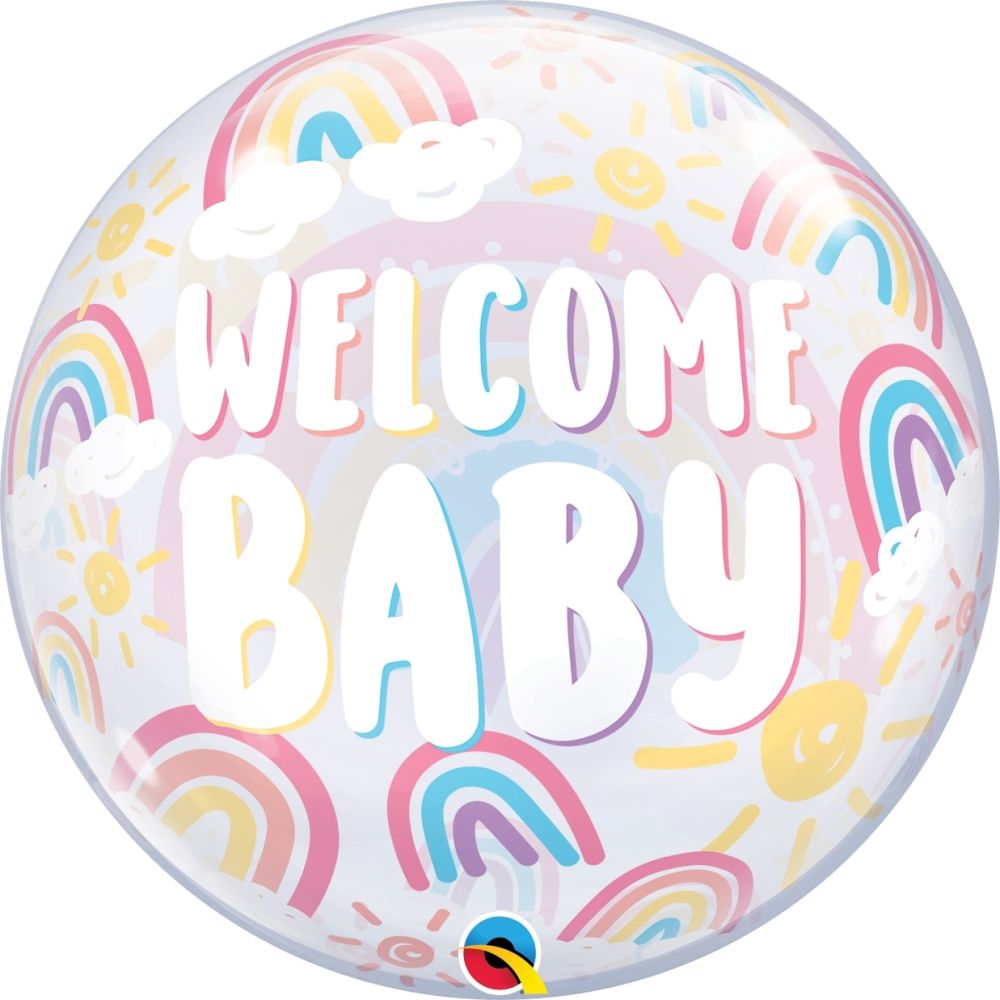 Bubble 22" Welcome Baby Boho Rainbows Balloon