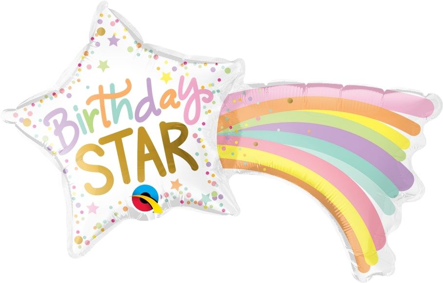 14" Birthday Star Balloon (Inflated with Cup and Stick)