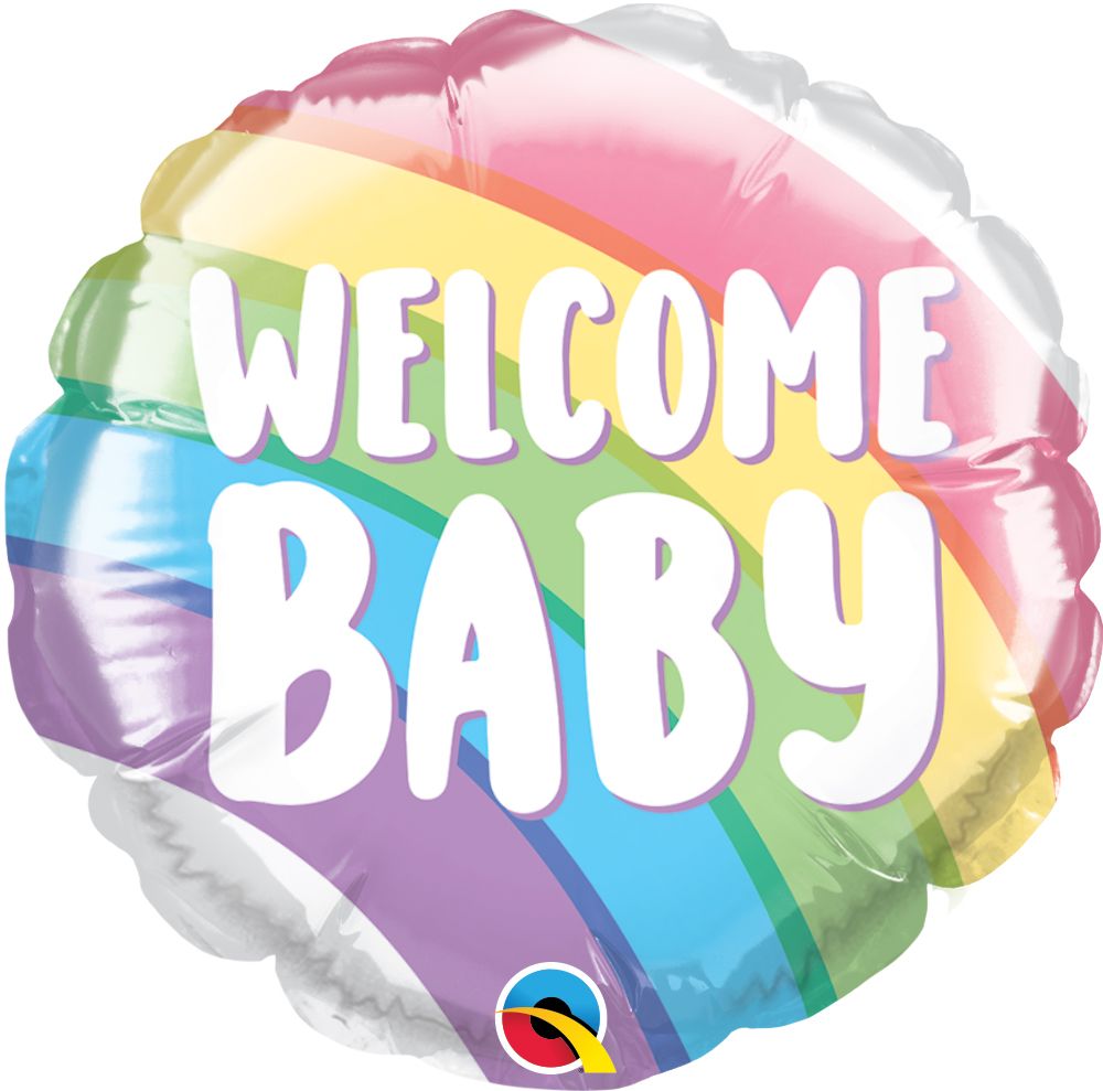 04" Welcome Baby Rainbow Balloon (Inflated with Cup and Stick)
