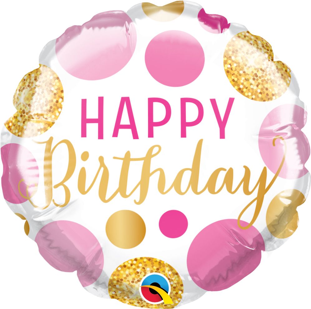 04" Birthday Pink and Gold Dots Balloon (Inflated with Cup and Stick)