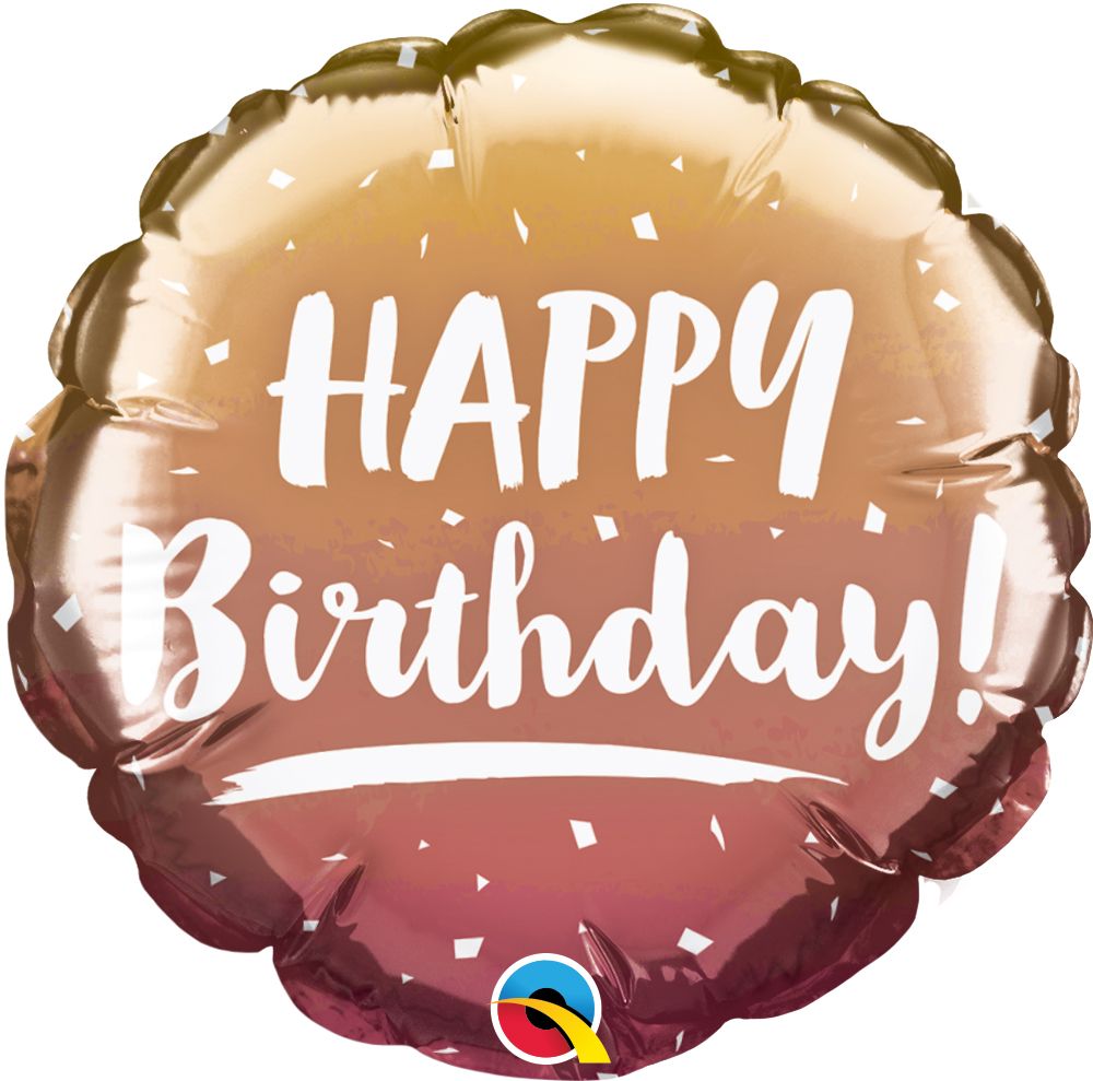 04" Birthday Gold and Rose Gold Ombre Balloon (Inflated with Cup and Stick)