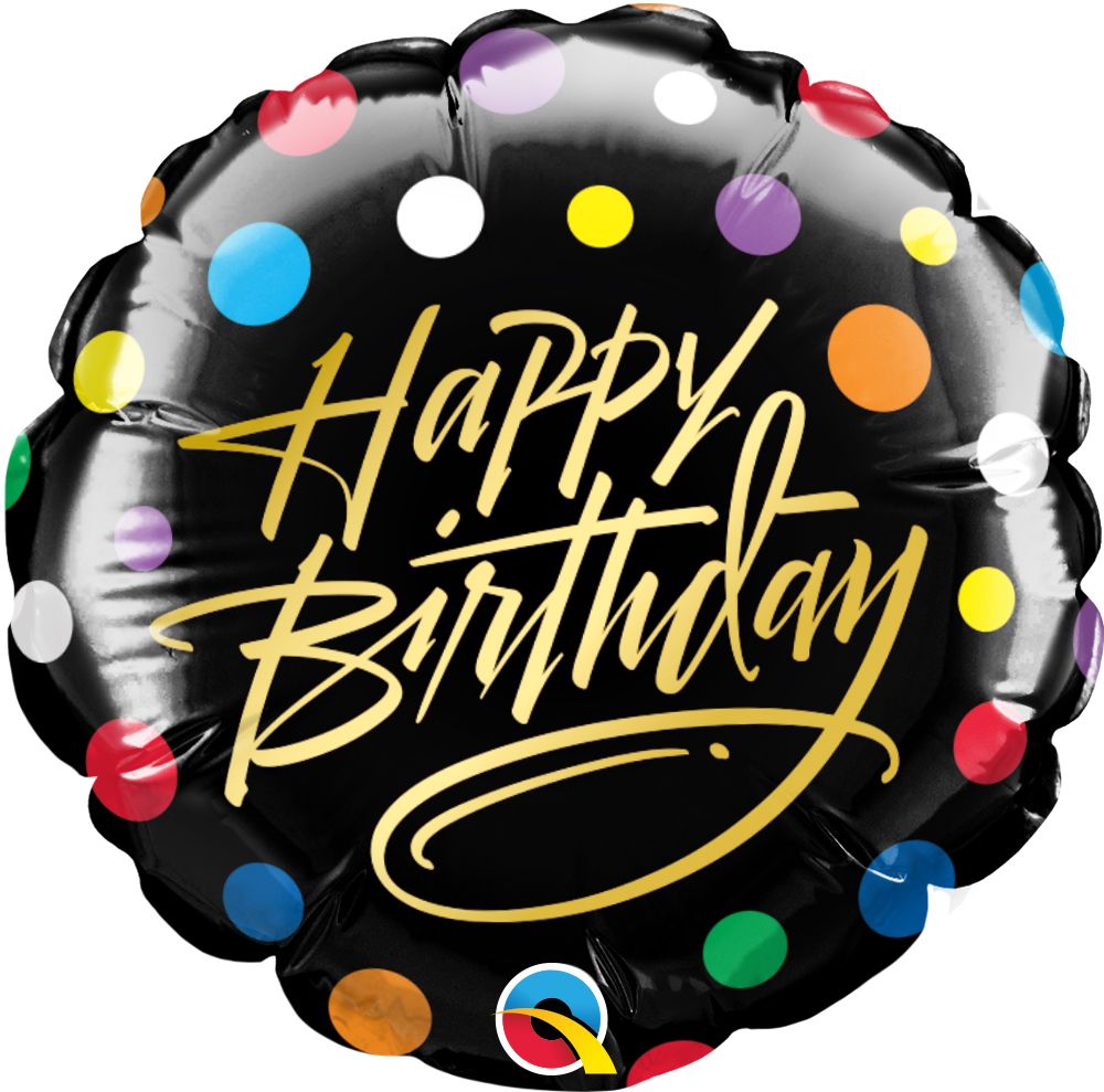 04" Birthday Gold Script and Dots Balloon (Inflated with Cup and Stick)