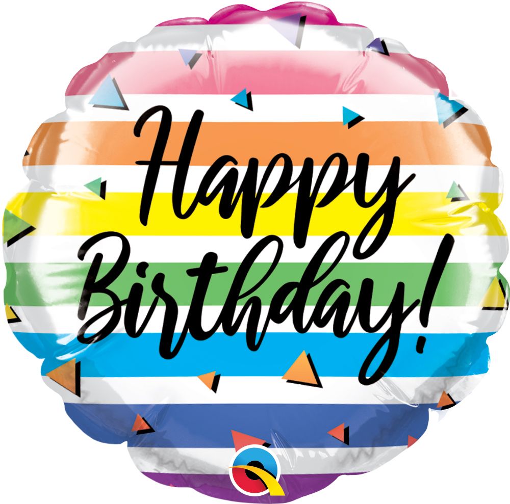 04" Birthday Colorful Stripes Balloon (Inflated with Cup and Stick)