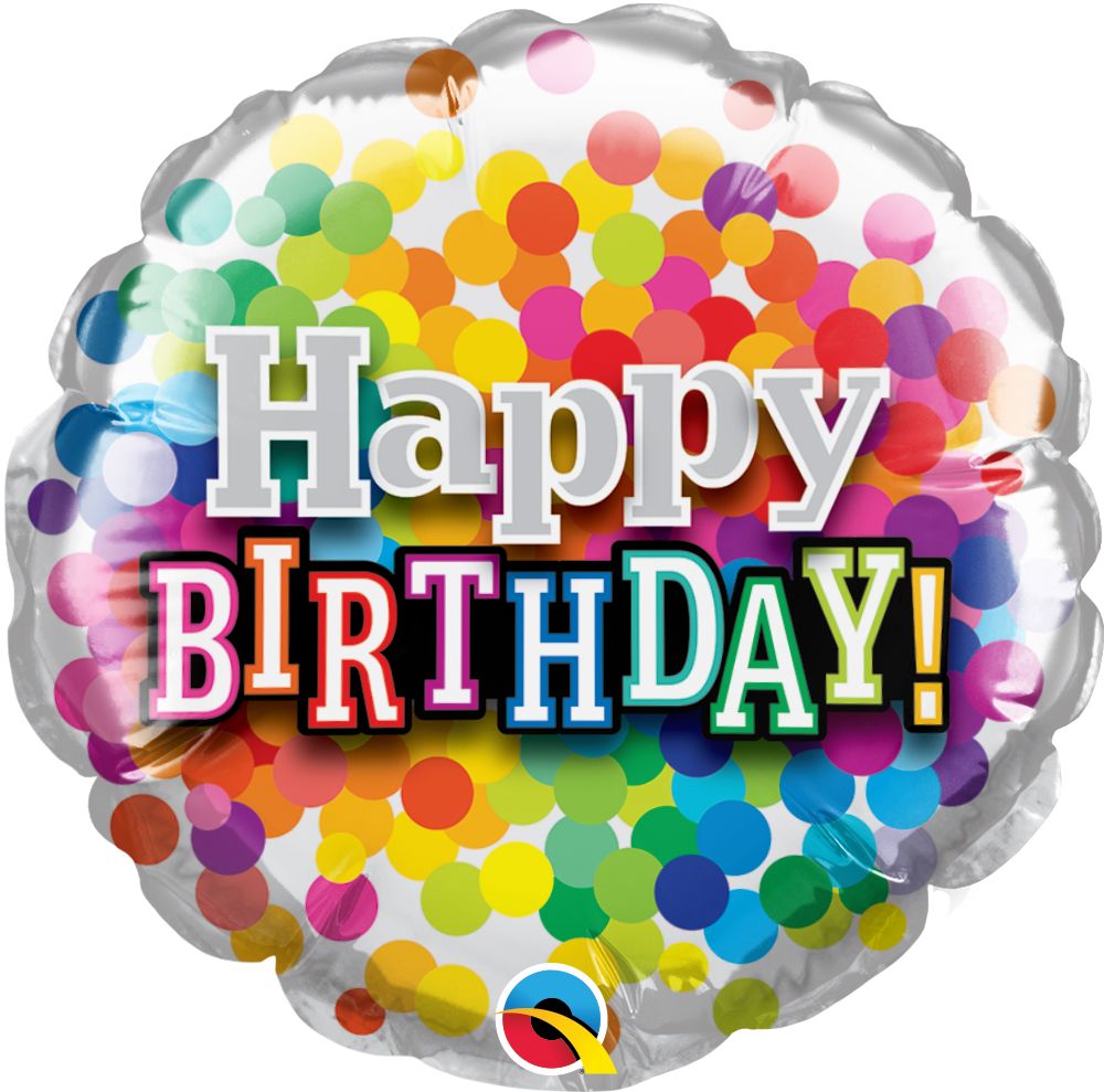 04" Birthday Rainbow Confetti Balloon (Inflated with Cup and Stick)