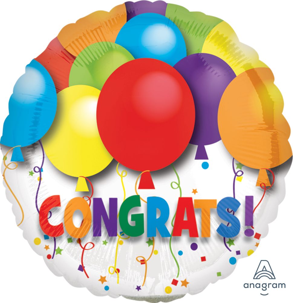 04" Bold Congratulations Balloons (Inflated with Cup and Stick)