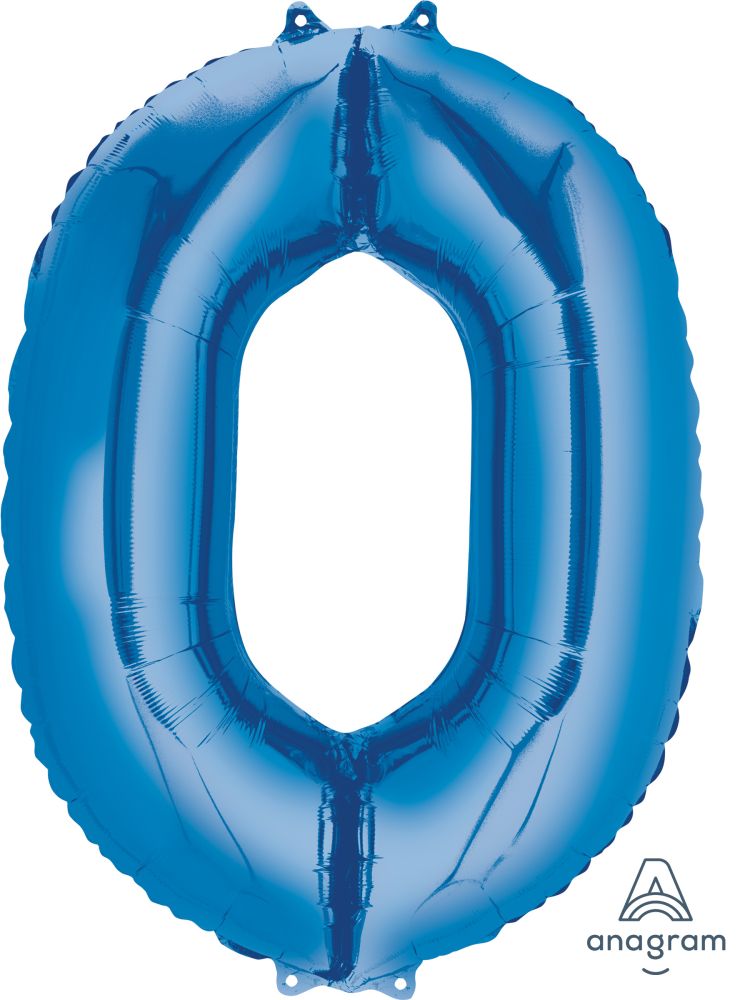 34" Blue Number 0 Balloon