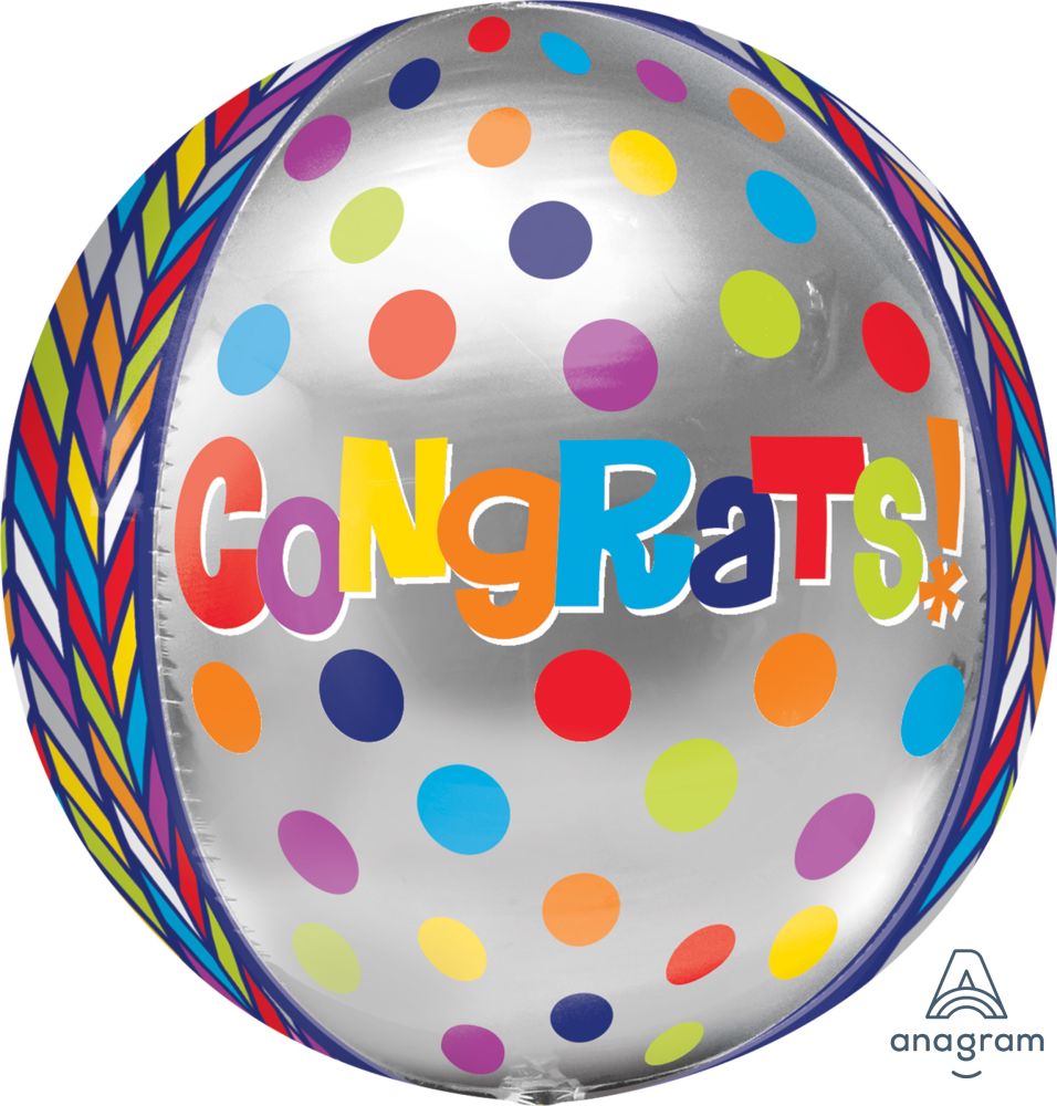 Orbz Dotty Geometric Congrats Balloon