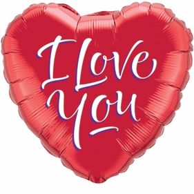 09" I Love You Script Modern Balloon (Inflated with Cup and Stick)