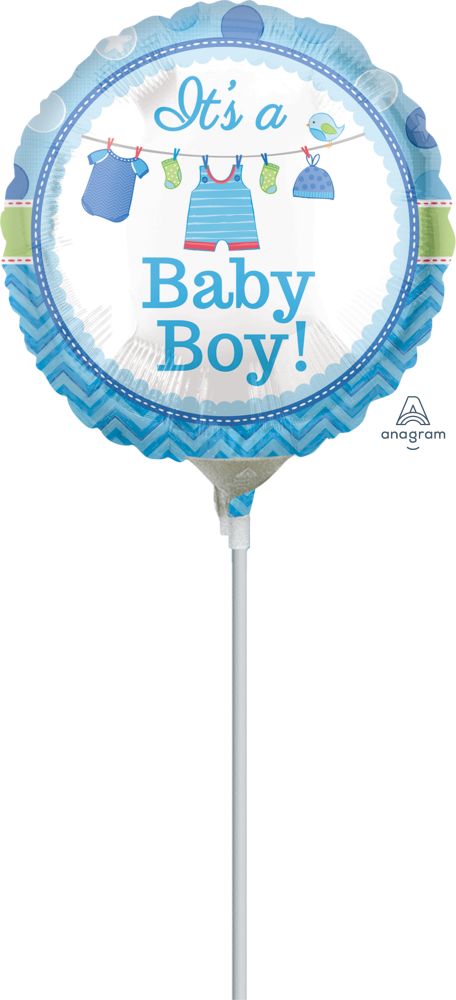 09" Shower With Love Boy Balloon (Inflated with Cup and Stick)