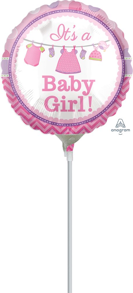 09" Shower With Love Girl Balloon (Inflated with Cup and Stick)