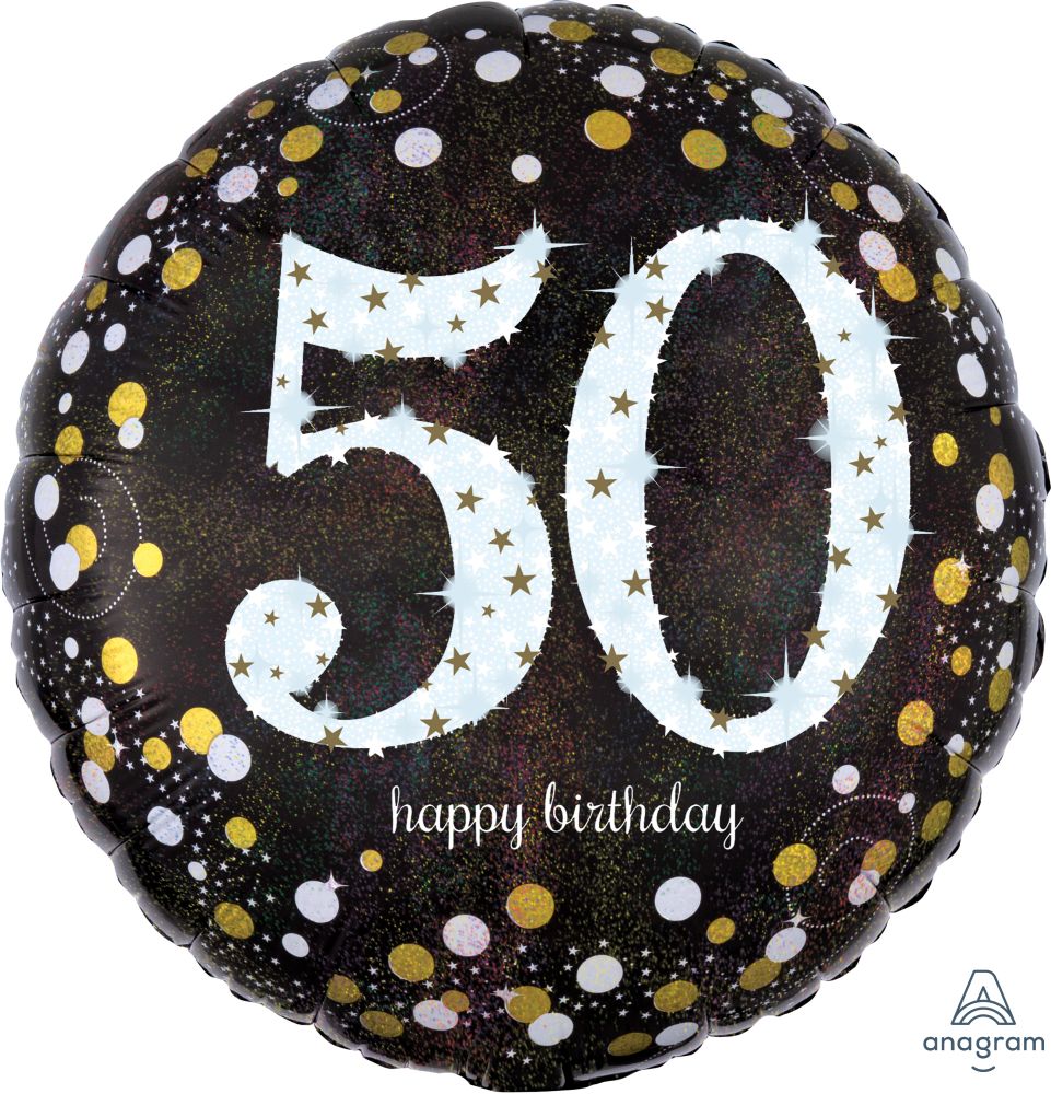 18" Holographic Sparkling Birthday 50 Balloon