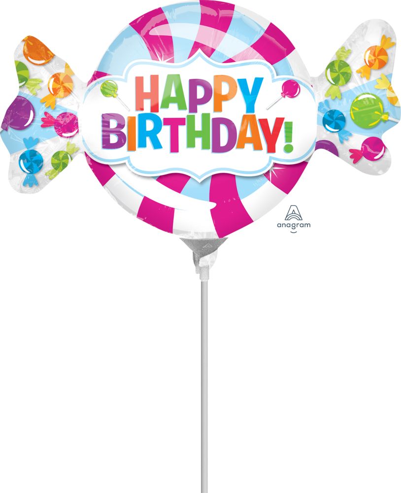 Mini Shape SweetShop Birthday Balloon (Inflated with Cup and Stick)