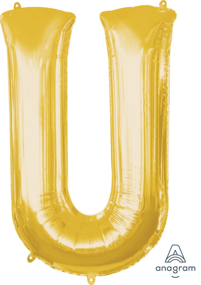34" Gold Letter U Balloon