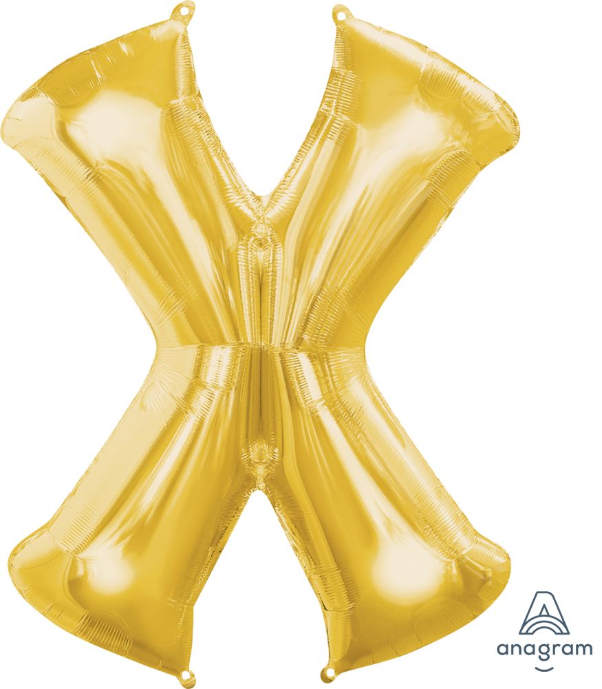 34" Gold Letter X Balloon