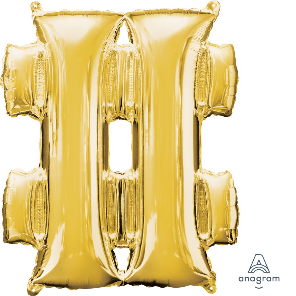 34" Gold Symbol # Hash Balloon