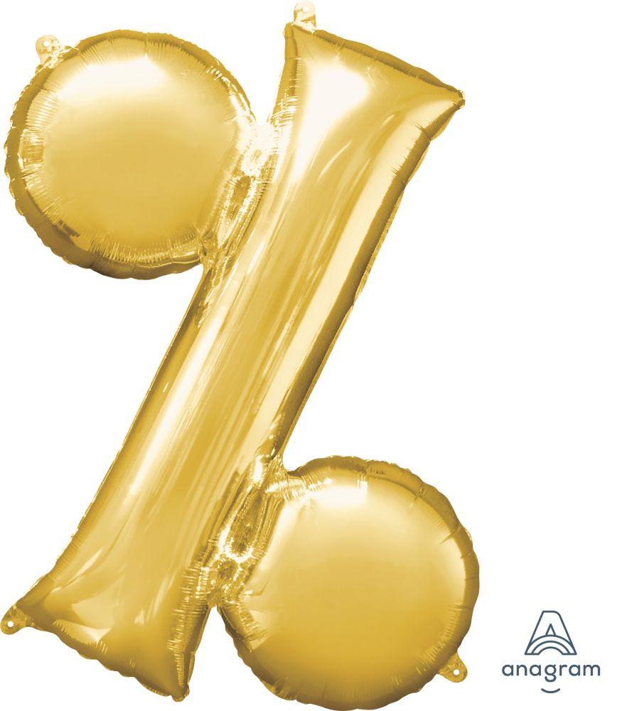 34" Gold Symbol % Percent Balloon