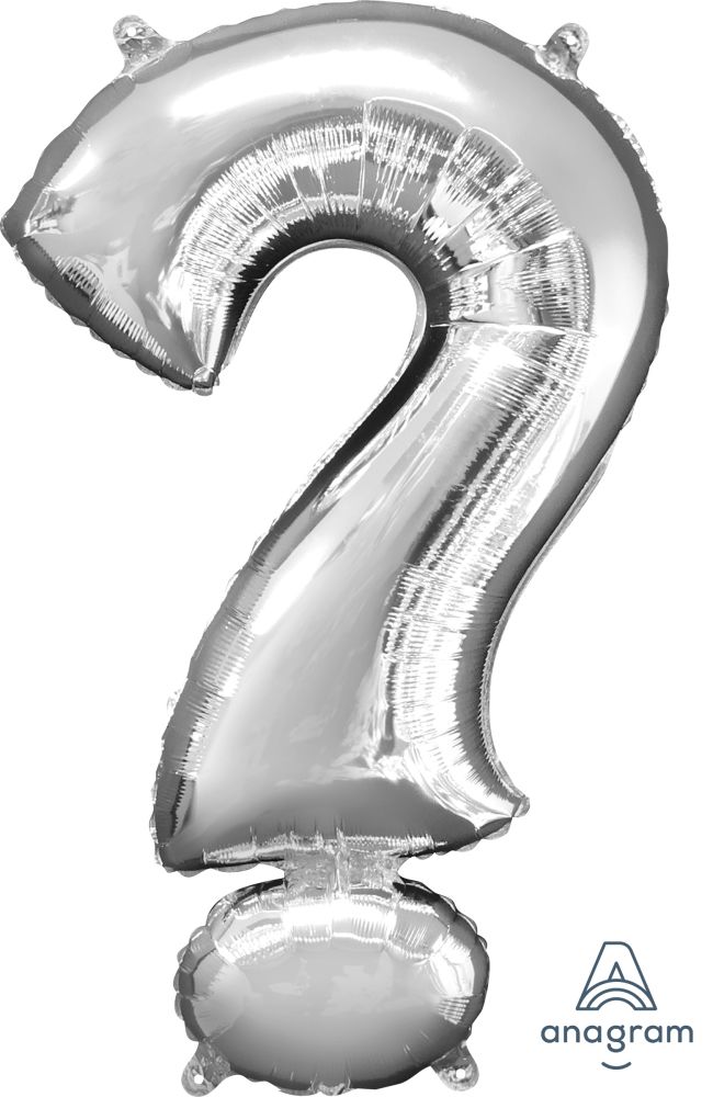 34" Silver Symbol ? Question Mark Balloon
