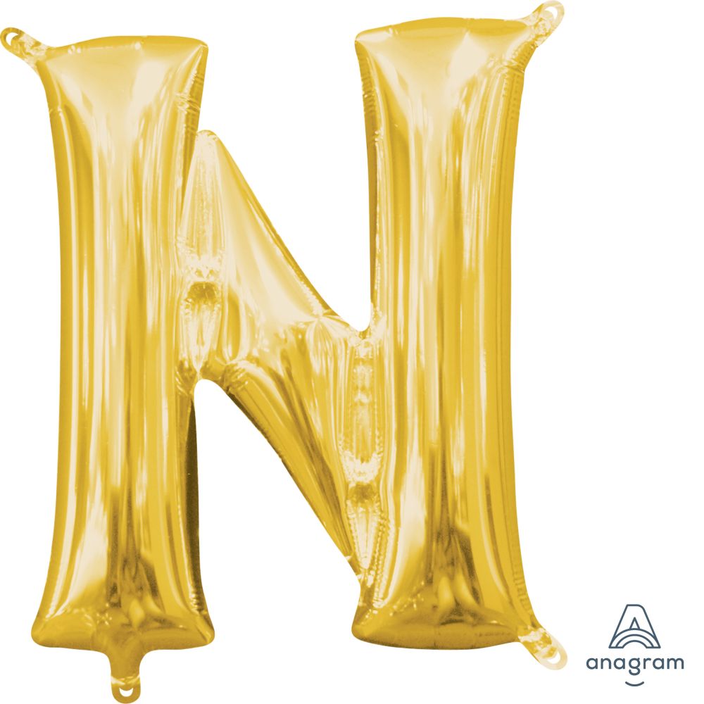 16" Gold Letter N Balloon