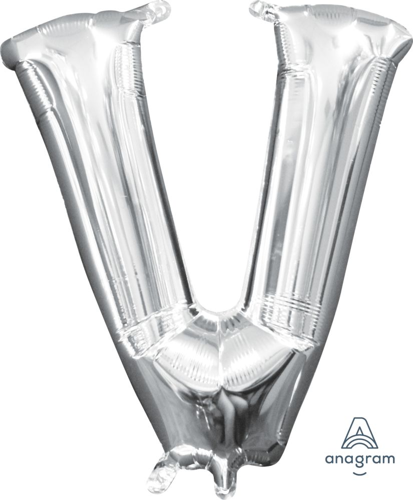 16" Silver Letter V Balloon