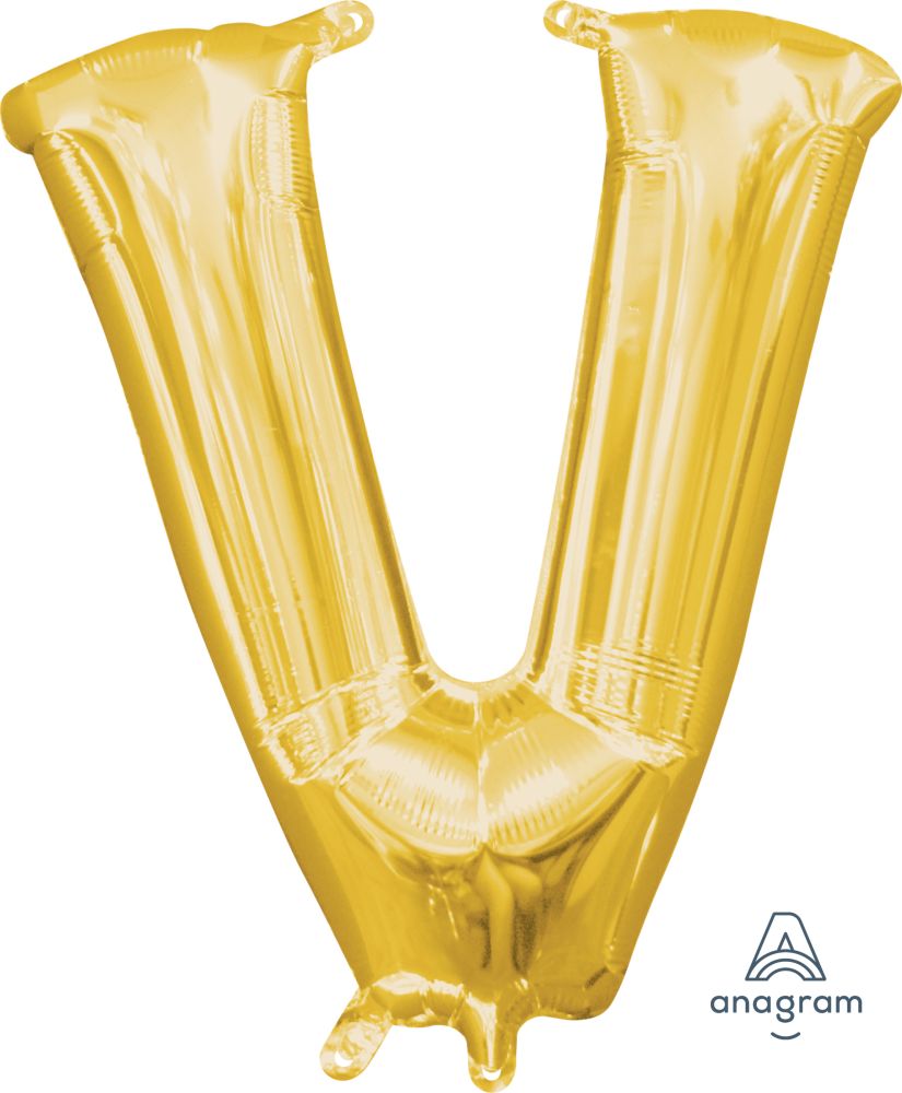 16" Gold Letter V Balloon