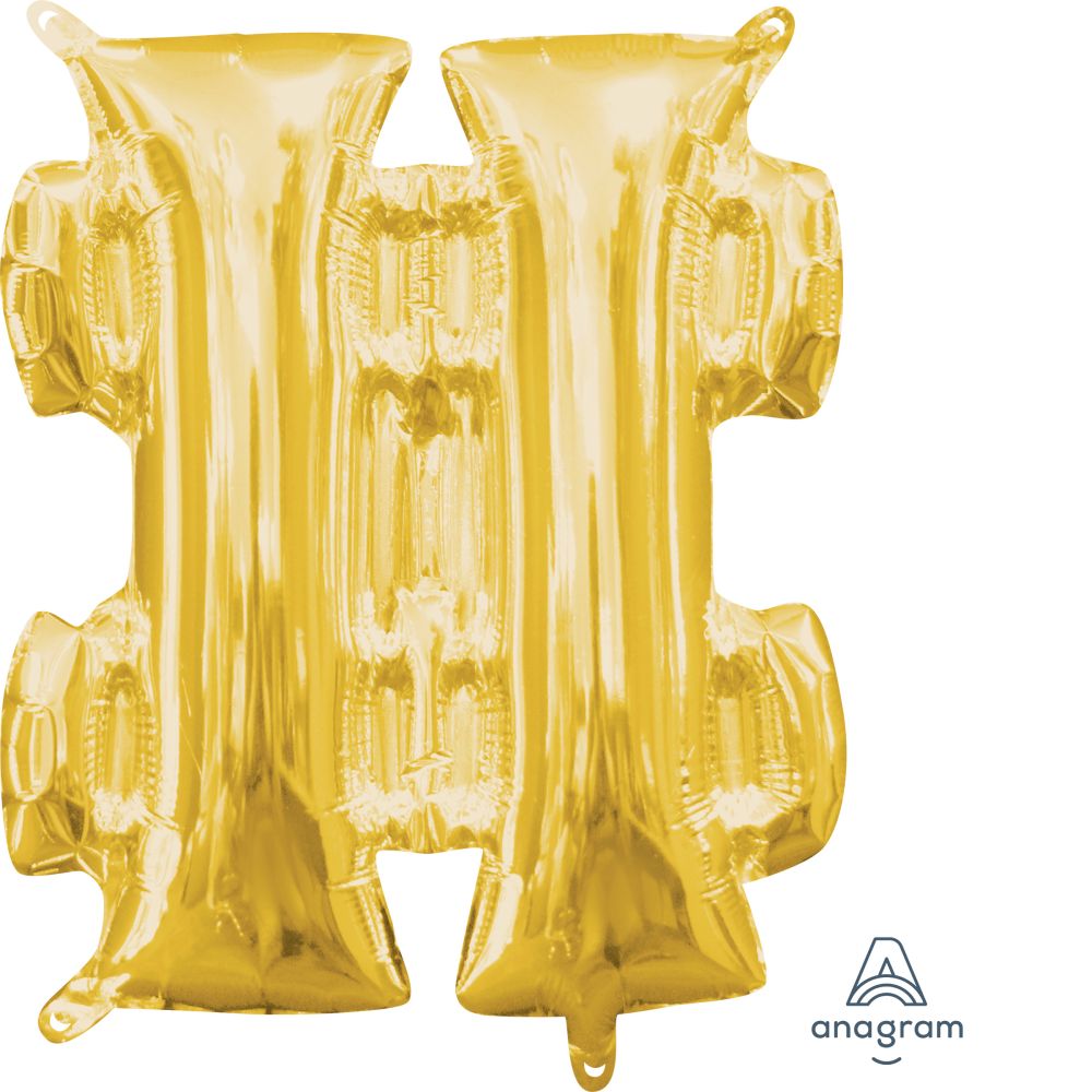 16" Gold Symbol # Hash Balloon