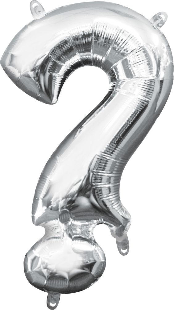 16" Silver Symbol ? Question Mark Balloon
