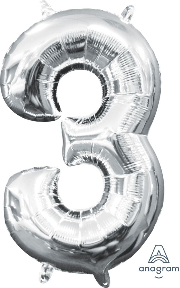 16" Silver Number 3 Balloon