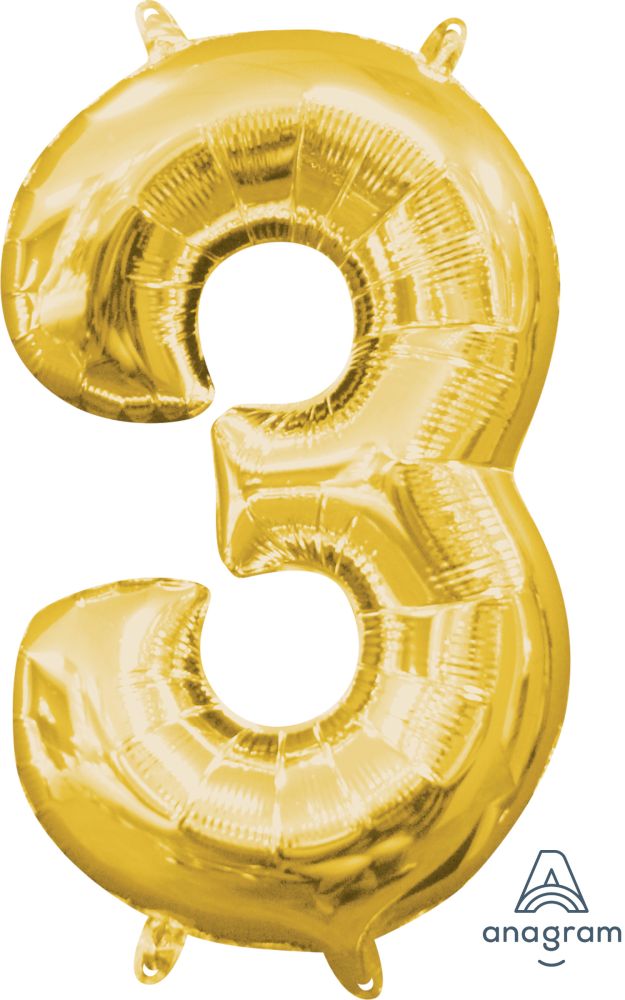 16" Gold Number 3 Balloon